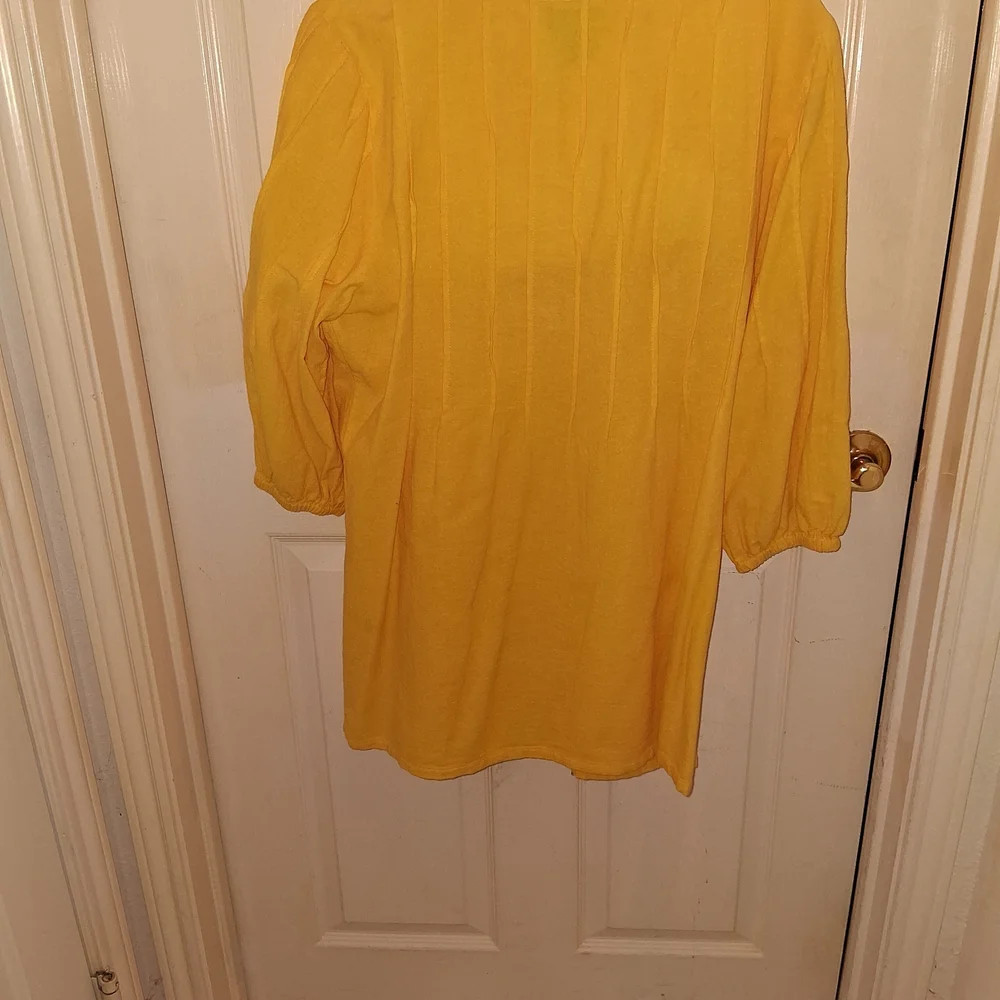 Soft Surroundings Yellow Cotton Top - Picture 5 of 6